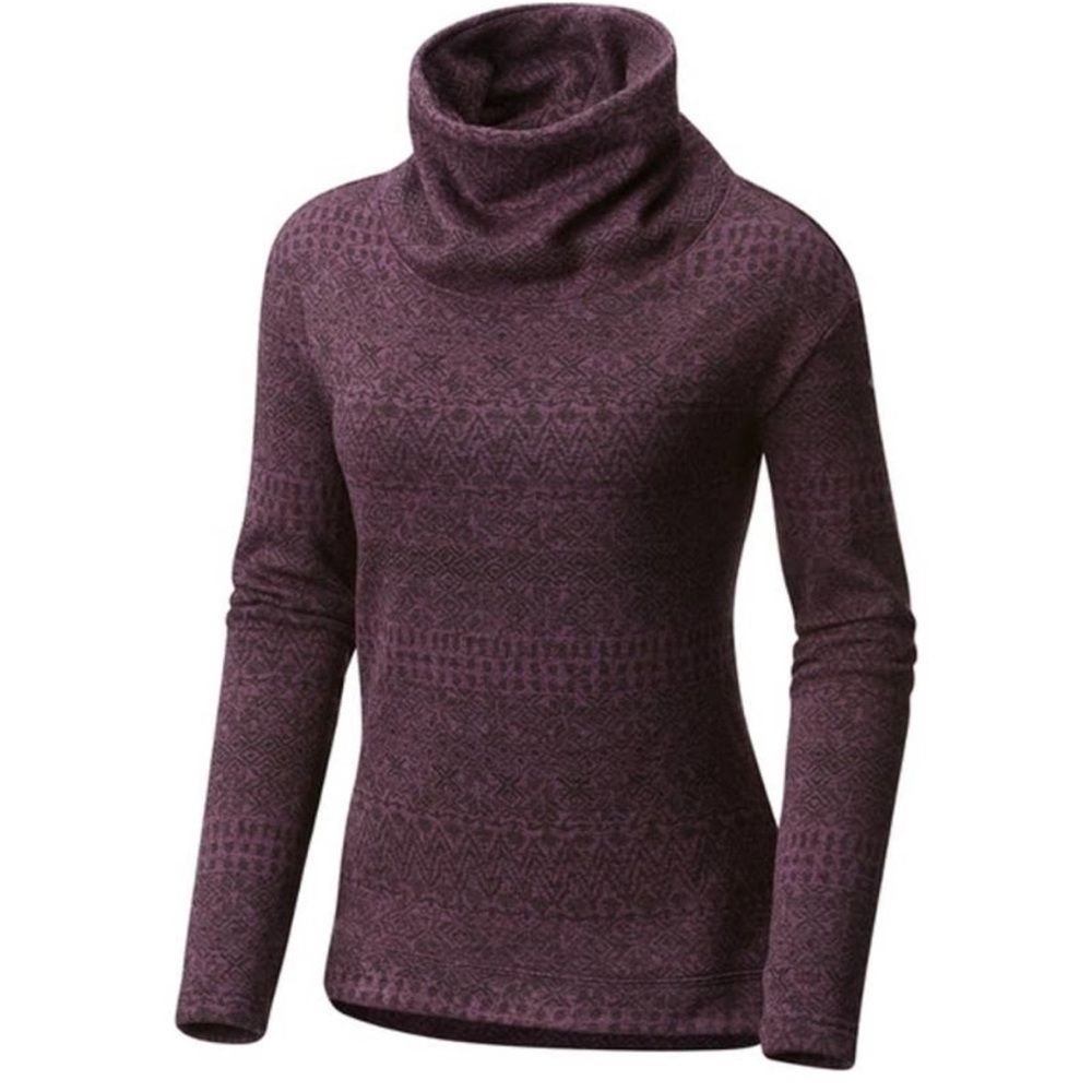 COLUMBIA Purple Nordic Print Turtleneck Fleece Sweater XS
